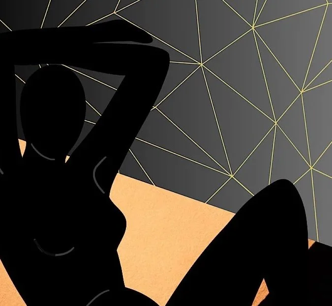 Nude Female Form Reclining with Orange Mosaic Art Print, Sydney Artist - Eternal Art & Design - Eternal Art & Design