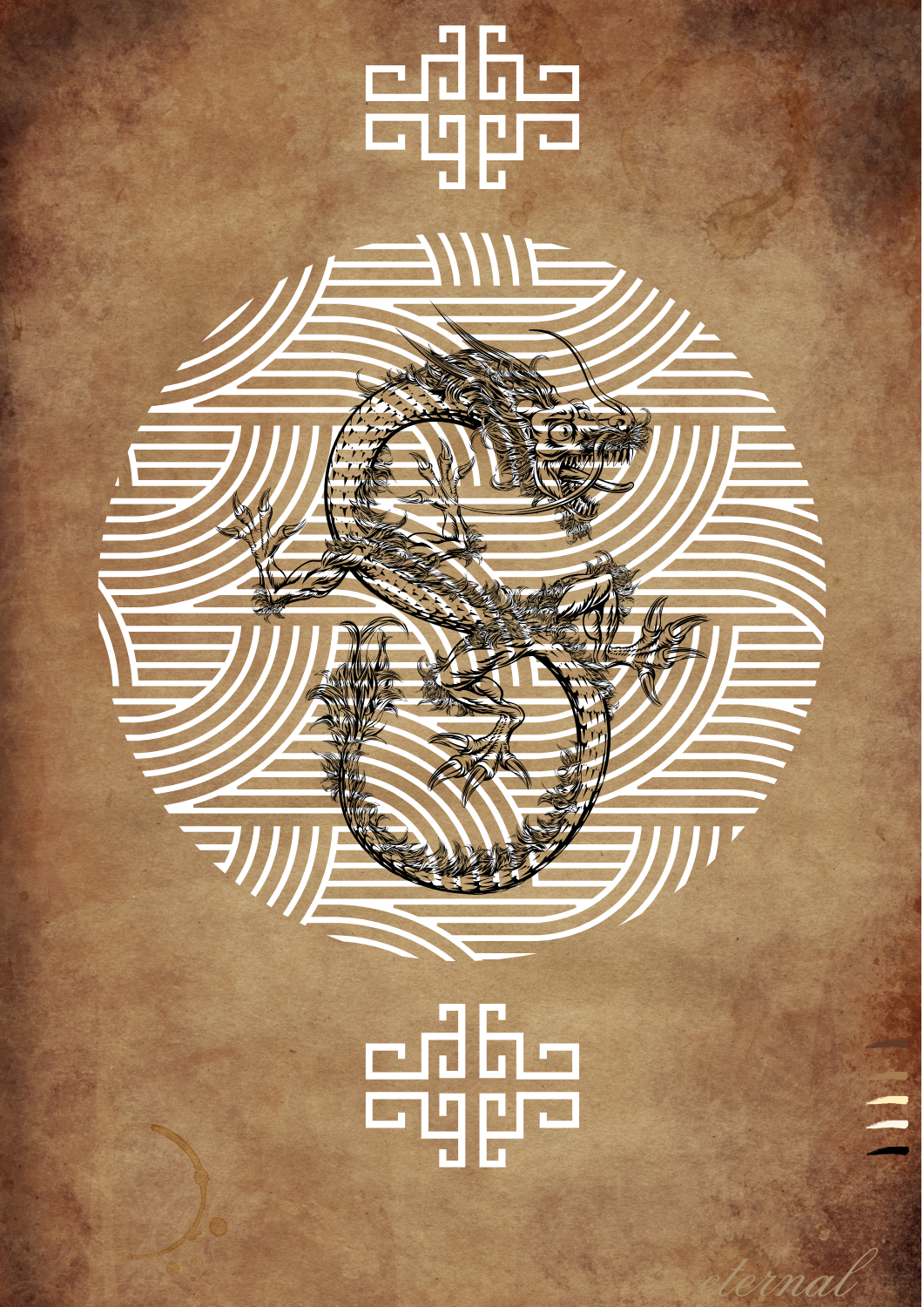 Oriental Dragon Wall Art Print, Eternal Art & Design - Eternal Art & Design