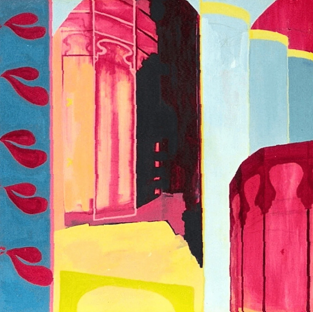 Architectural Spaces in Red  | Oil on Canvas | 1000mmw x 1000mmh     PRIVATE OWNER