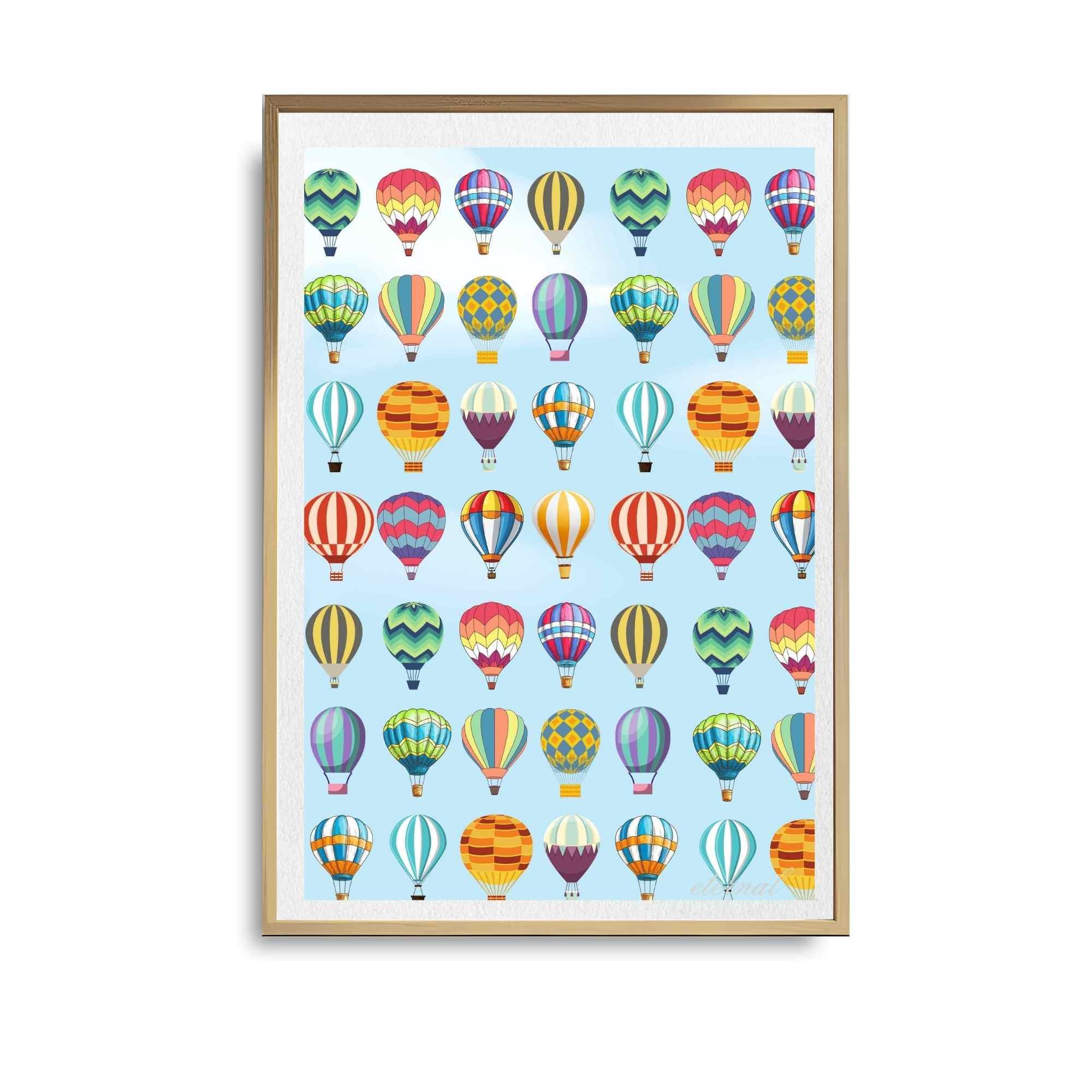 Blue Sky Balloon Adventure Art Print - Sydney Artist, Eternal Art Prints - Eternal Art & Design