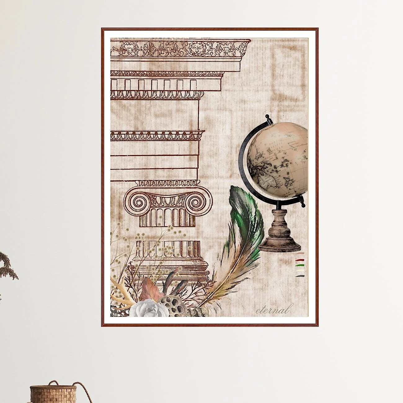 Vintage Architecture & Botanical Feather Print - Special Edition Wall Art Eternal Art & Design - Eternal Art & Design