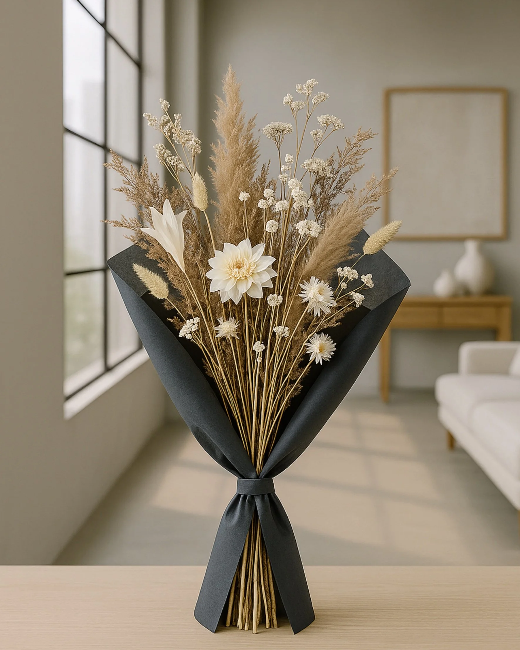 Desert Sands Bouquet Wrapped - Eternal Stems. Handcrafted dried & preserved arrangement