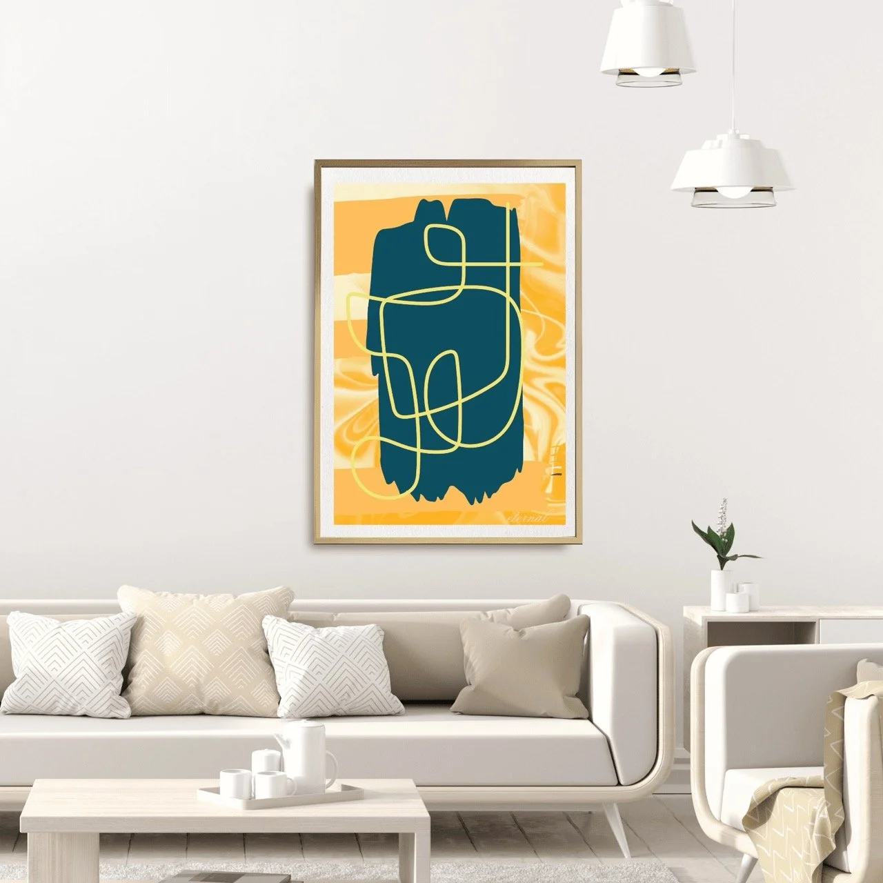 Abstract Modern Brushstrokes in Yellow Art Print - Sydney Artist, Eternal Art Prints - Eternal Art & Design