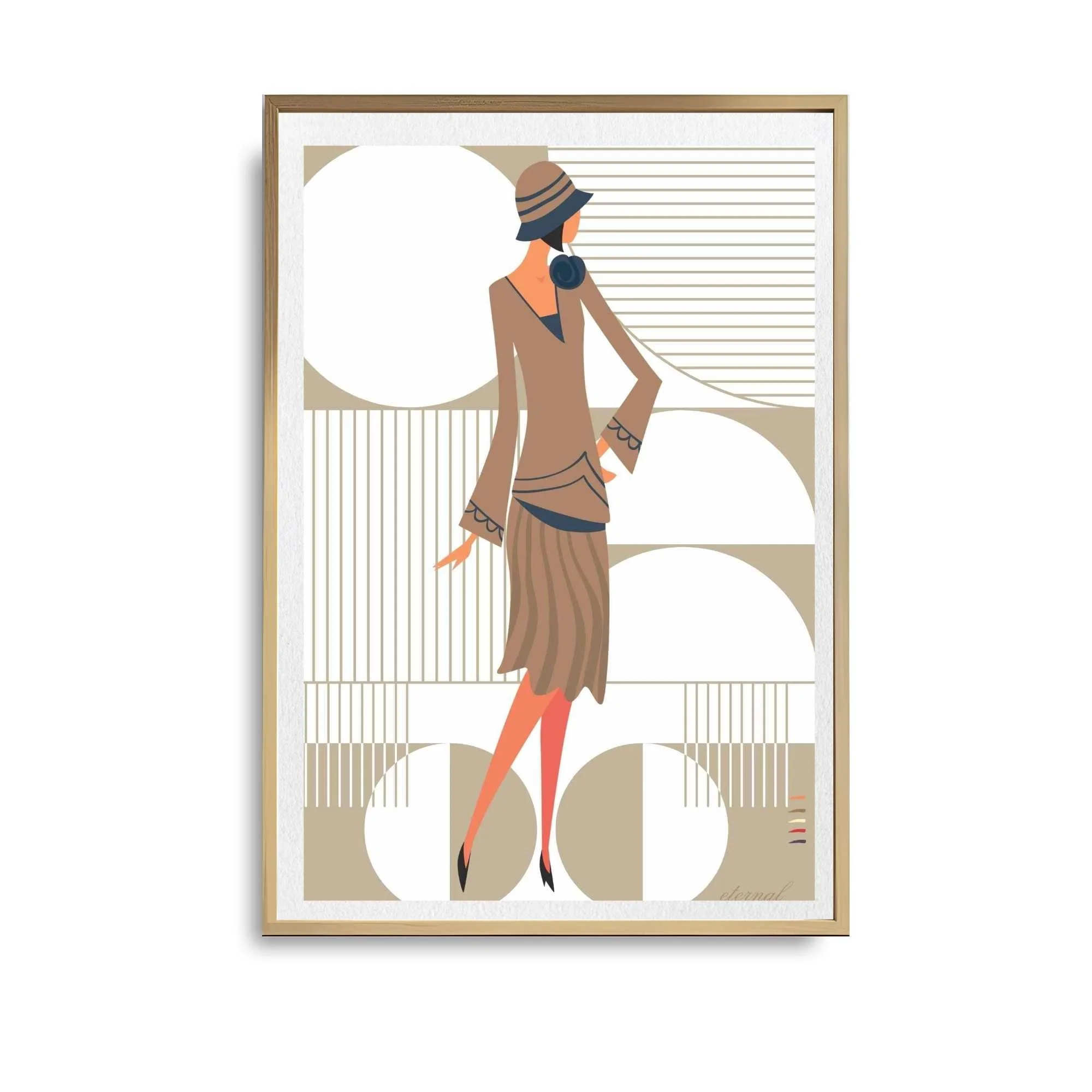 Glamorous 1920s Woman in Beige Art Deco Print - Eternal Art & Design