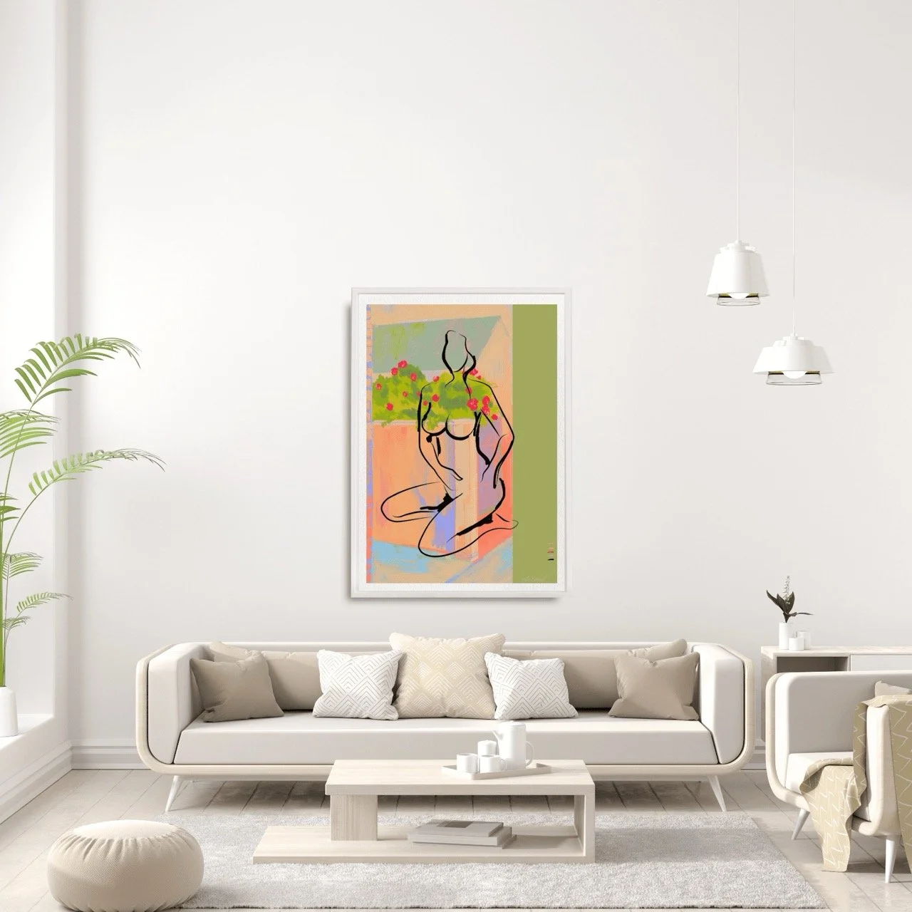 Female figure Nude with Red Flower Art Print, Sydney Artist - Eternal Art Prints - Eternal Art & Design