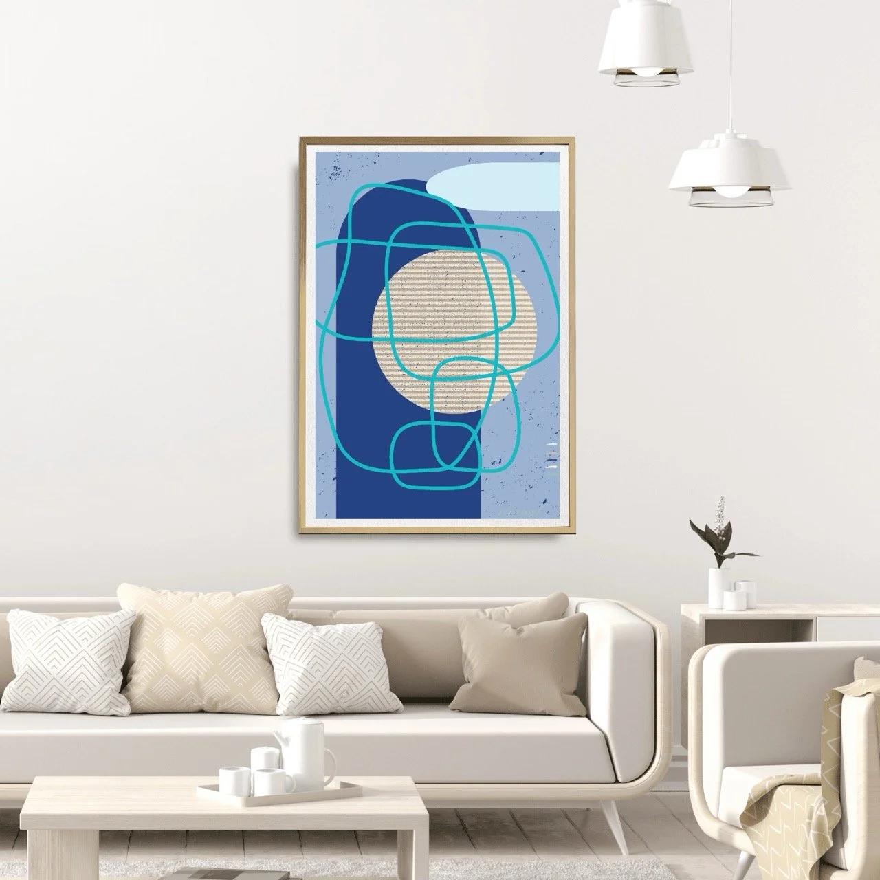Abstract Modern Lines in Blue Art Print - Sydney Artist, Eternal Art Prints - Eternal Art & Design