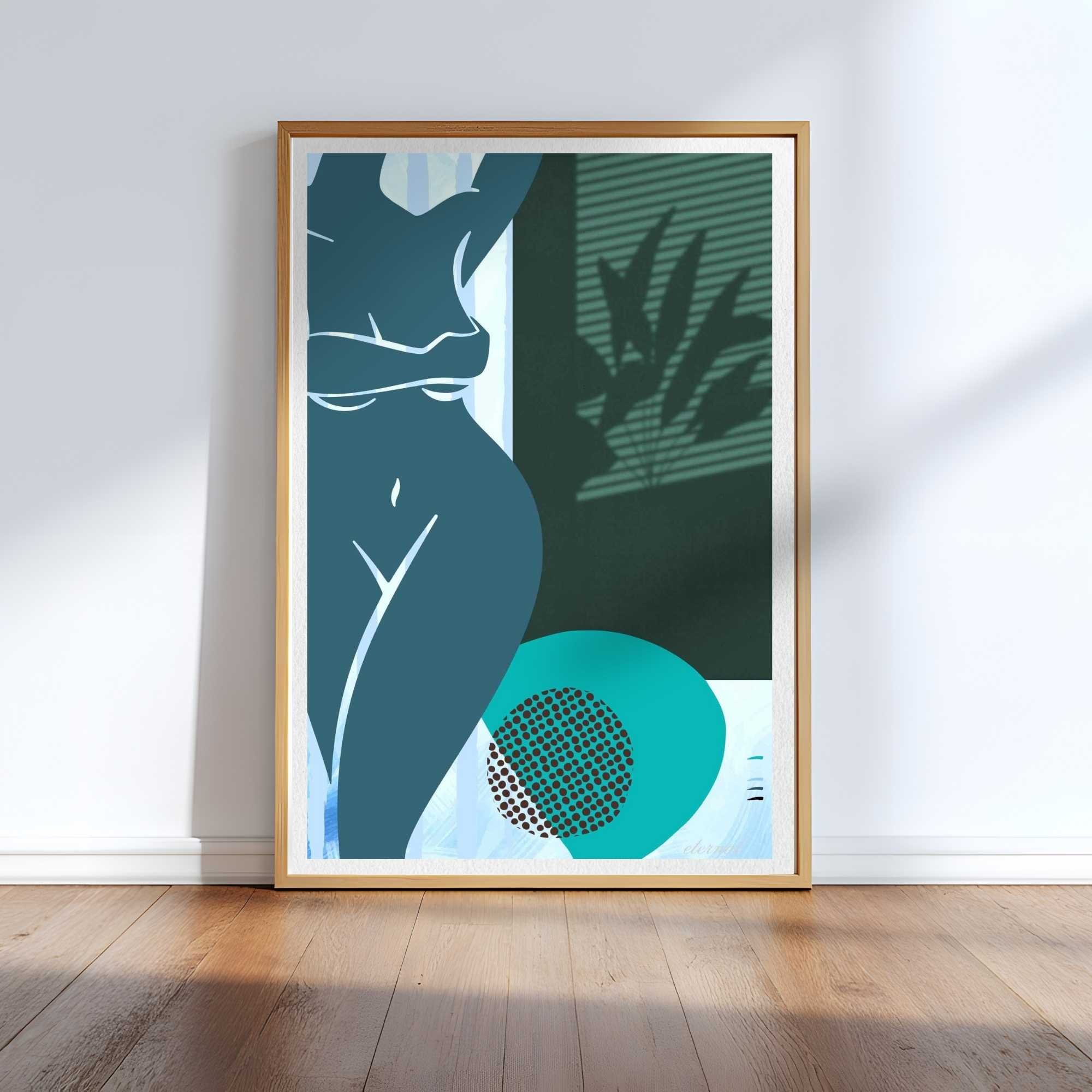 Female Figurative Line Drawing in Aqua Wall Art Print, Sydney Artist - Eternal Art Prints - Eternal Art & Design