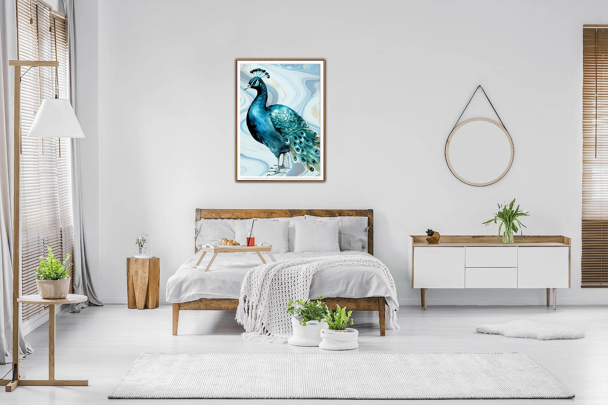 Blue Crest Peacock Wall Art Print - Sydney Artist, Eternal Art & Design - Eternal Art & Design