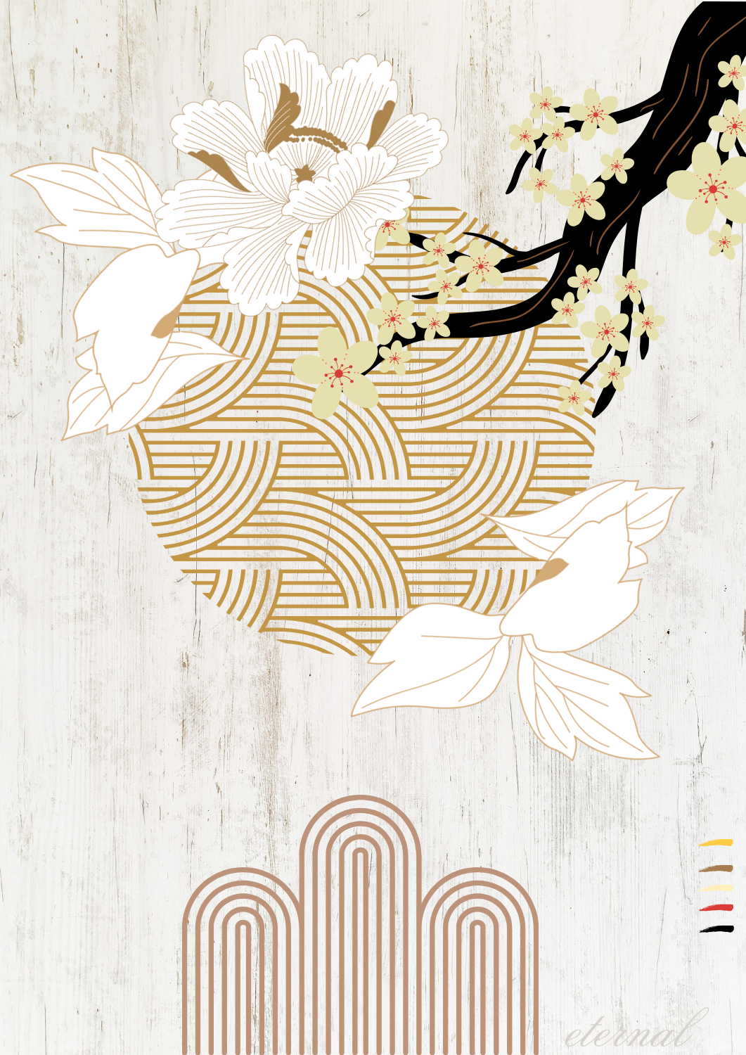 Oriental Cherry Blossom Zen Wall Art Print , Eternal Art & Design - Eternal Art & Design