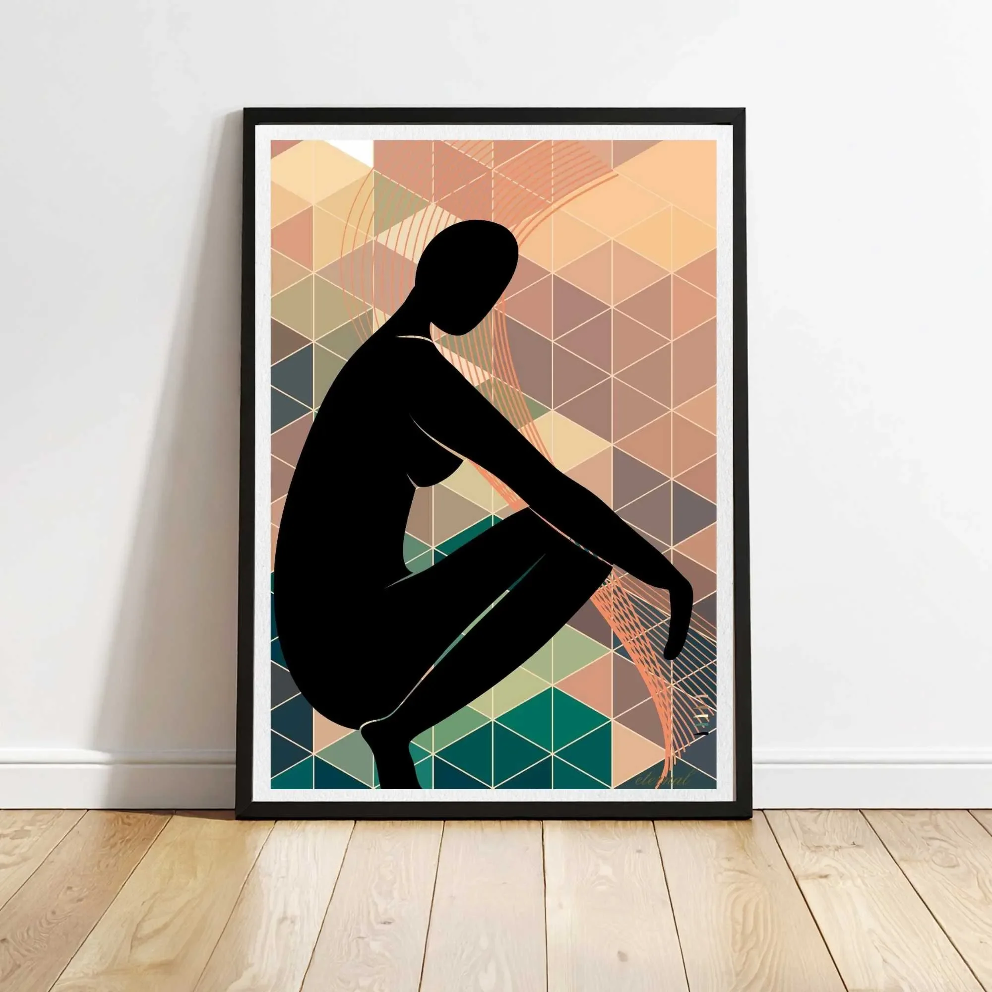 Nude Female Form with Orange Green Mosaic Art Print, Sydney Artist - Eternal Art & Design