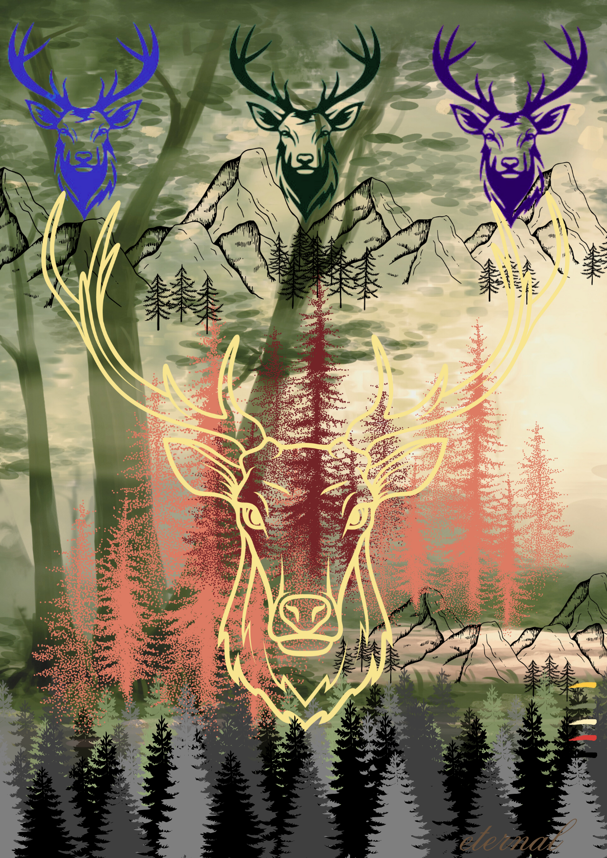 Stag Deer in Woodlands Wall Art, Eternal Art Prints