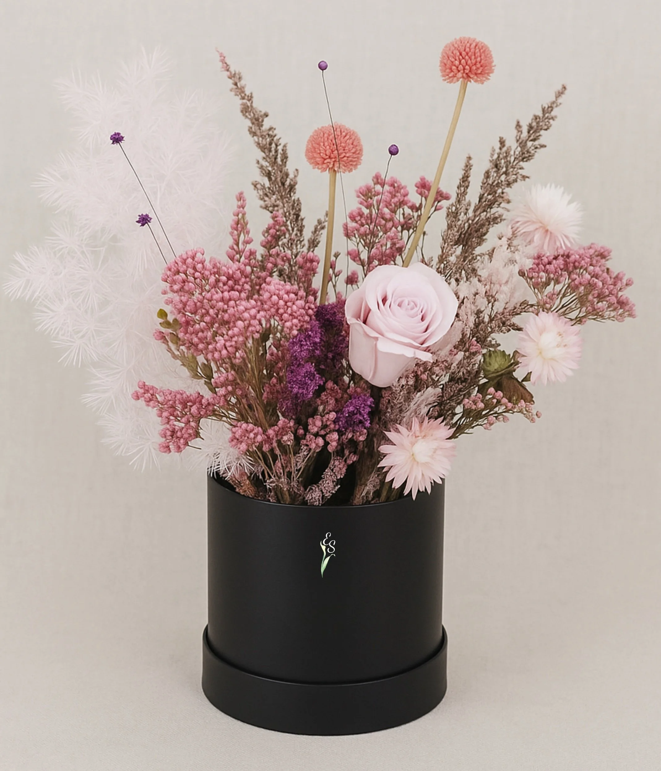 Blushberry Dream Bouquet Gift Box - Eternal Stems. Handcrafted dried & preserved arrangement.