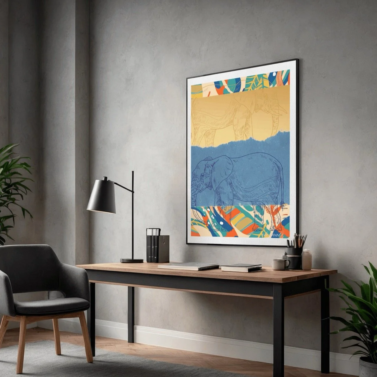 Elephant with Tribal Pattern Wall Art - Eternal Art & Design