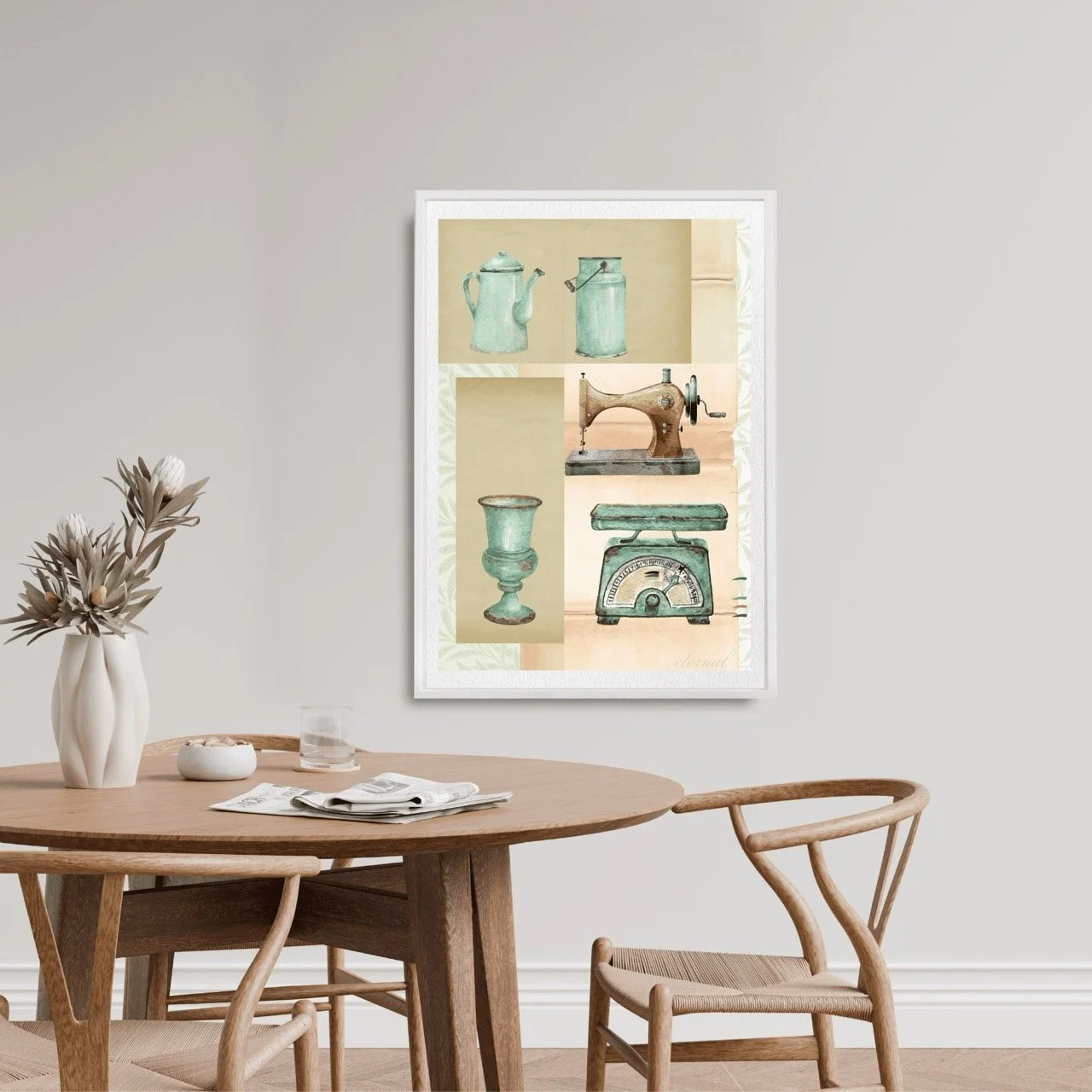 Vintage Decor Objects in Green Art Print, Eternal Art Prints - Eternal Art & Design