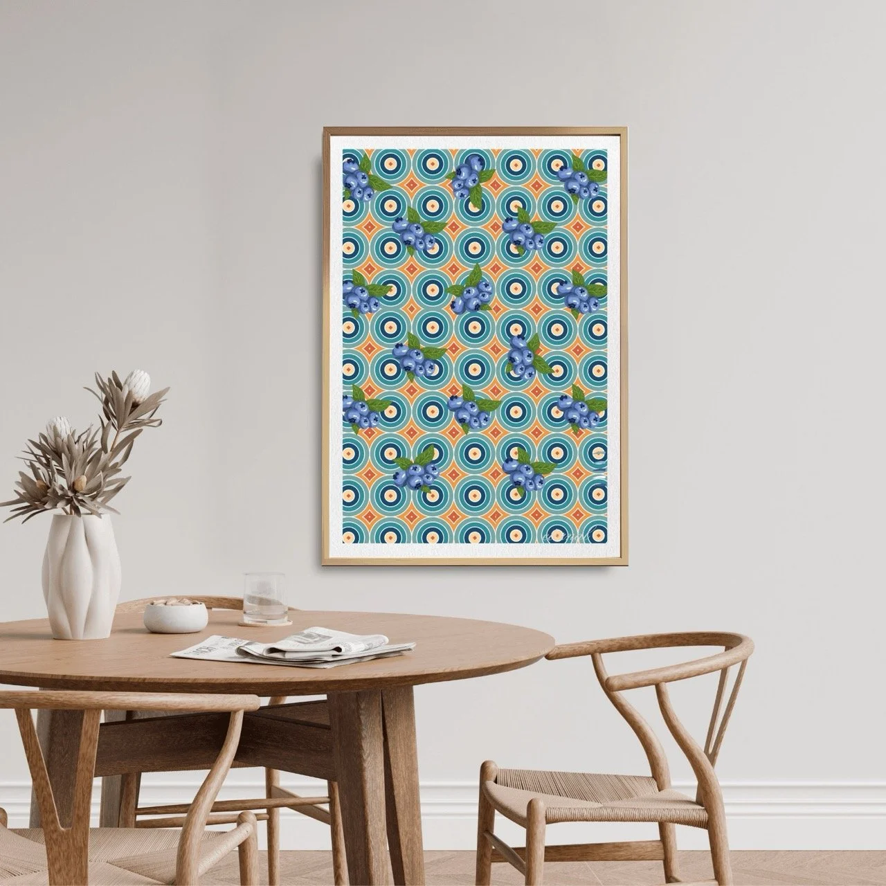 Blueberry Burst Retro Wall Art Print, Eternal Art Prints - Eternal Art & Design