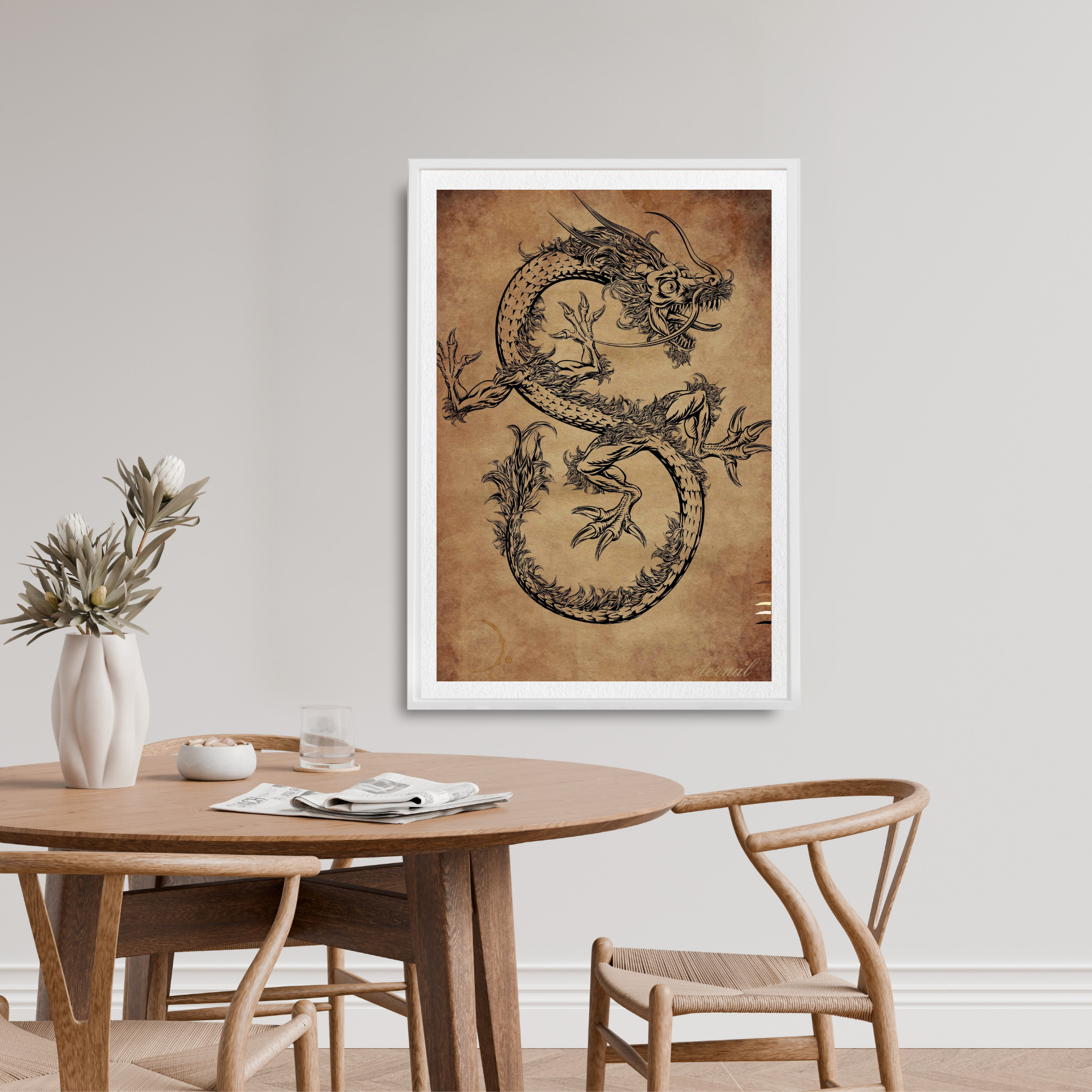 Oriental Eastern Dragon Wall Art Print, Eternal Art Prints - Eternal Art & Design