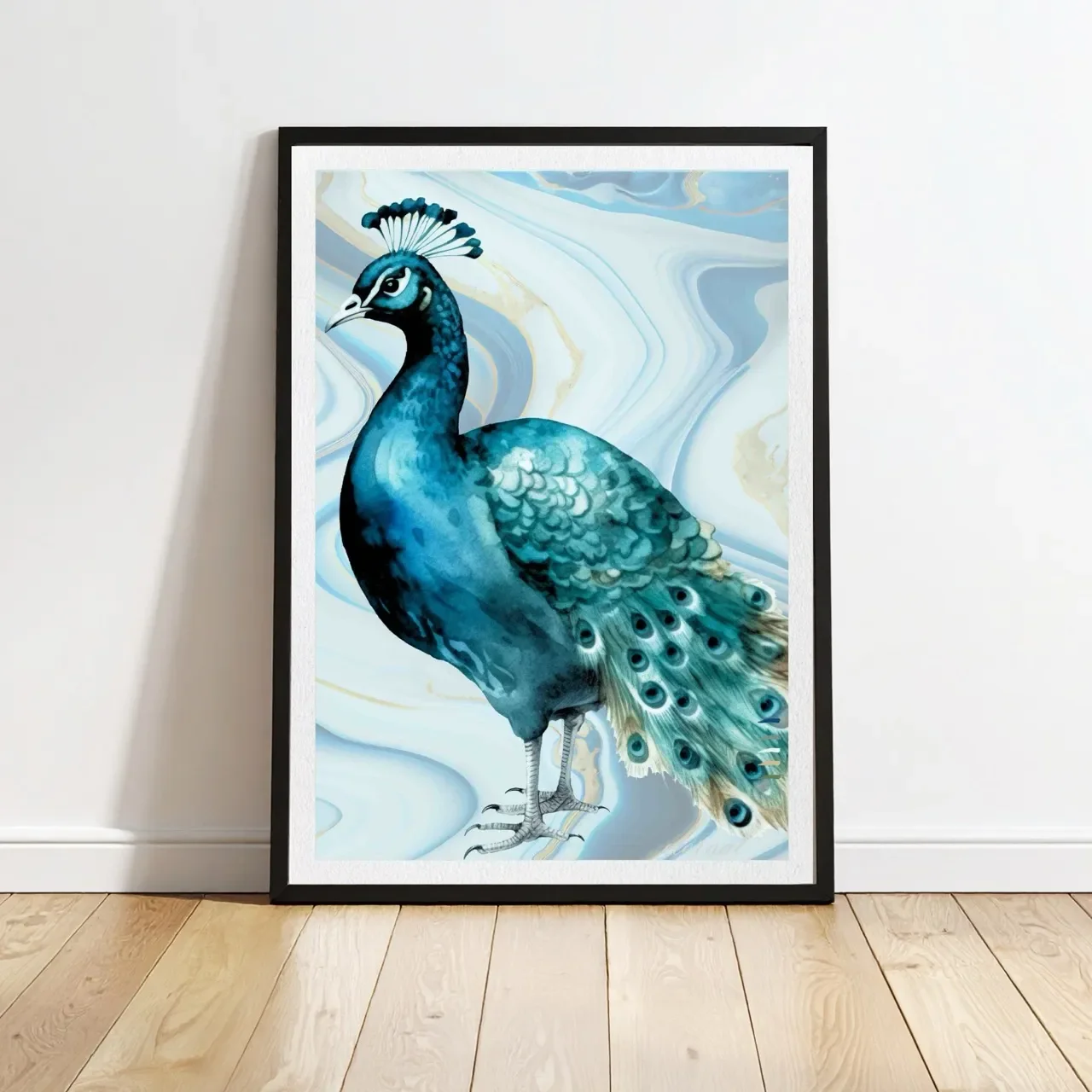 Blue Crest Peacock Birdlife Wall Art Print - Sydney Artist, Eternal Art Prints