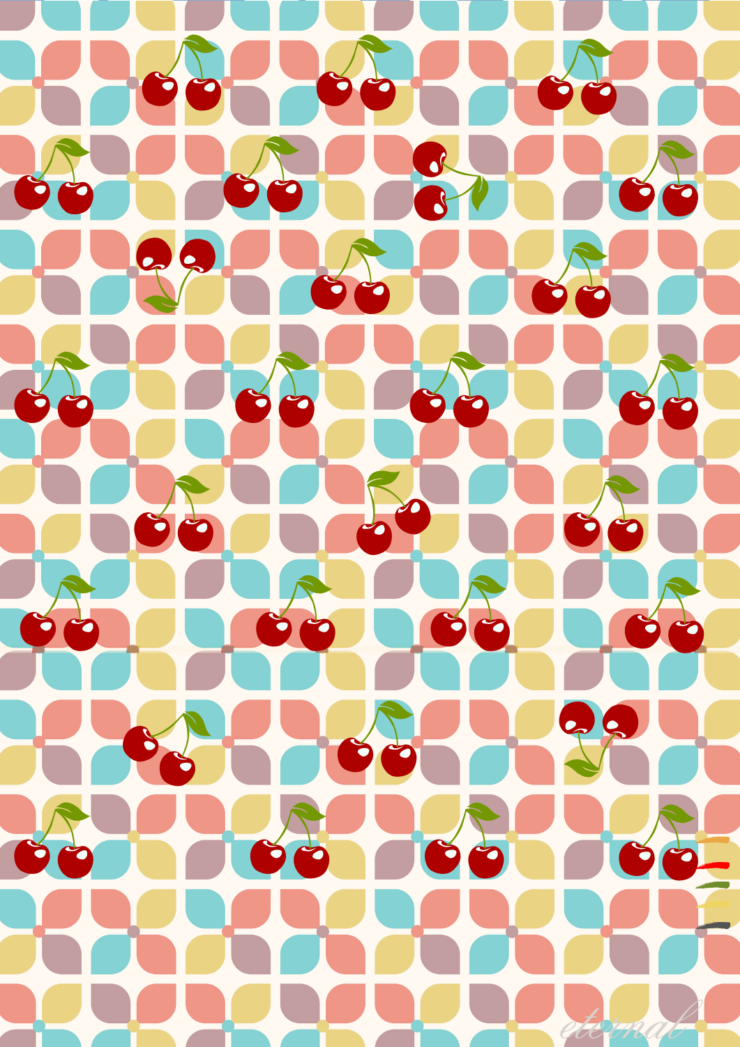 Cherry Red Retro Wall Art Print, Eternal Art Prints