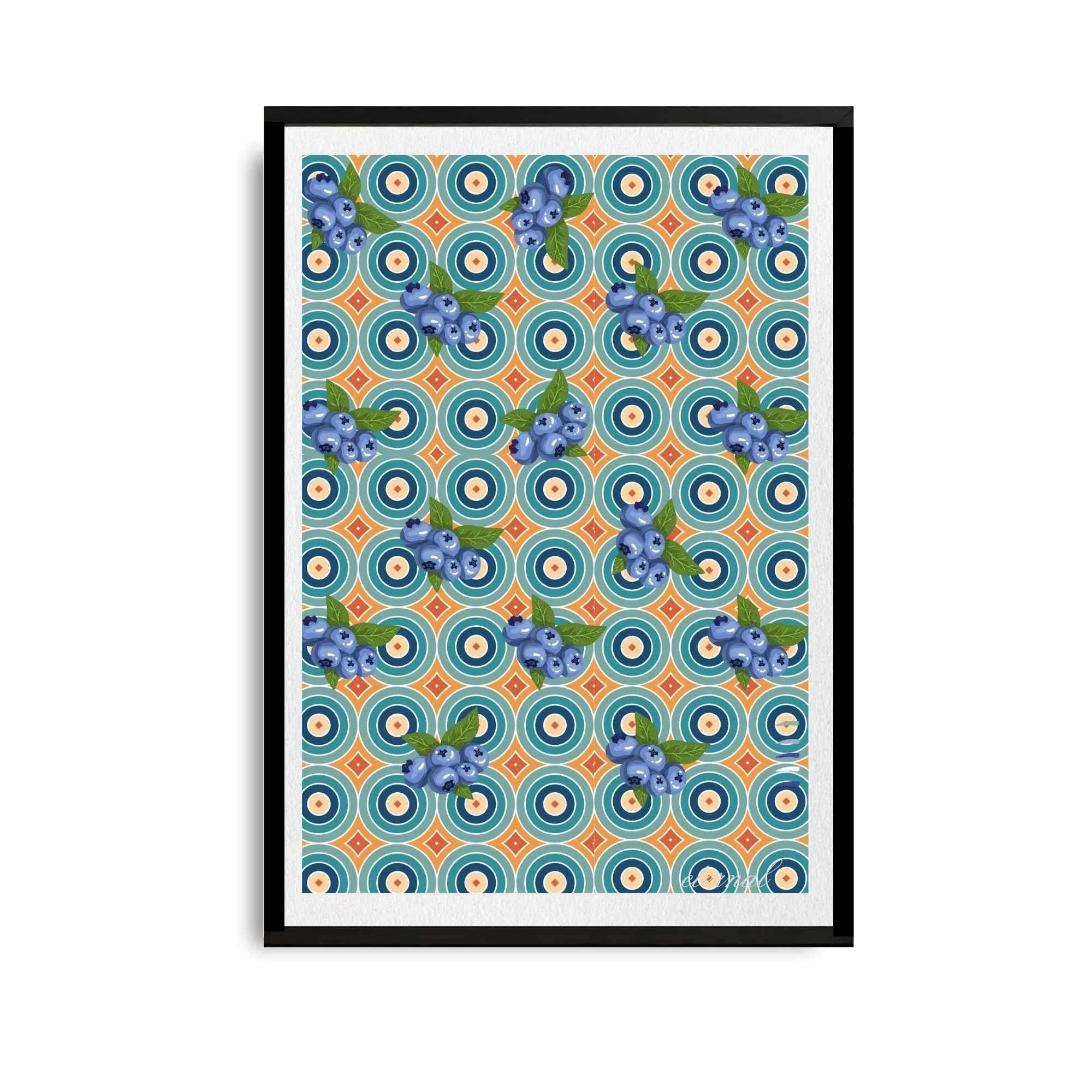 Blueberry Burst Retro Wall Art Print, Eternal Art Prints - Eternal Art & Design
