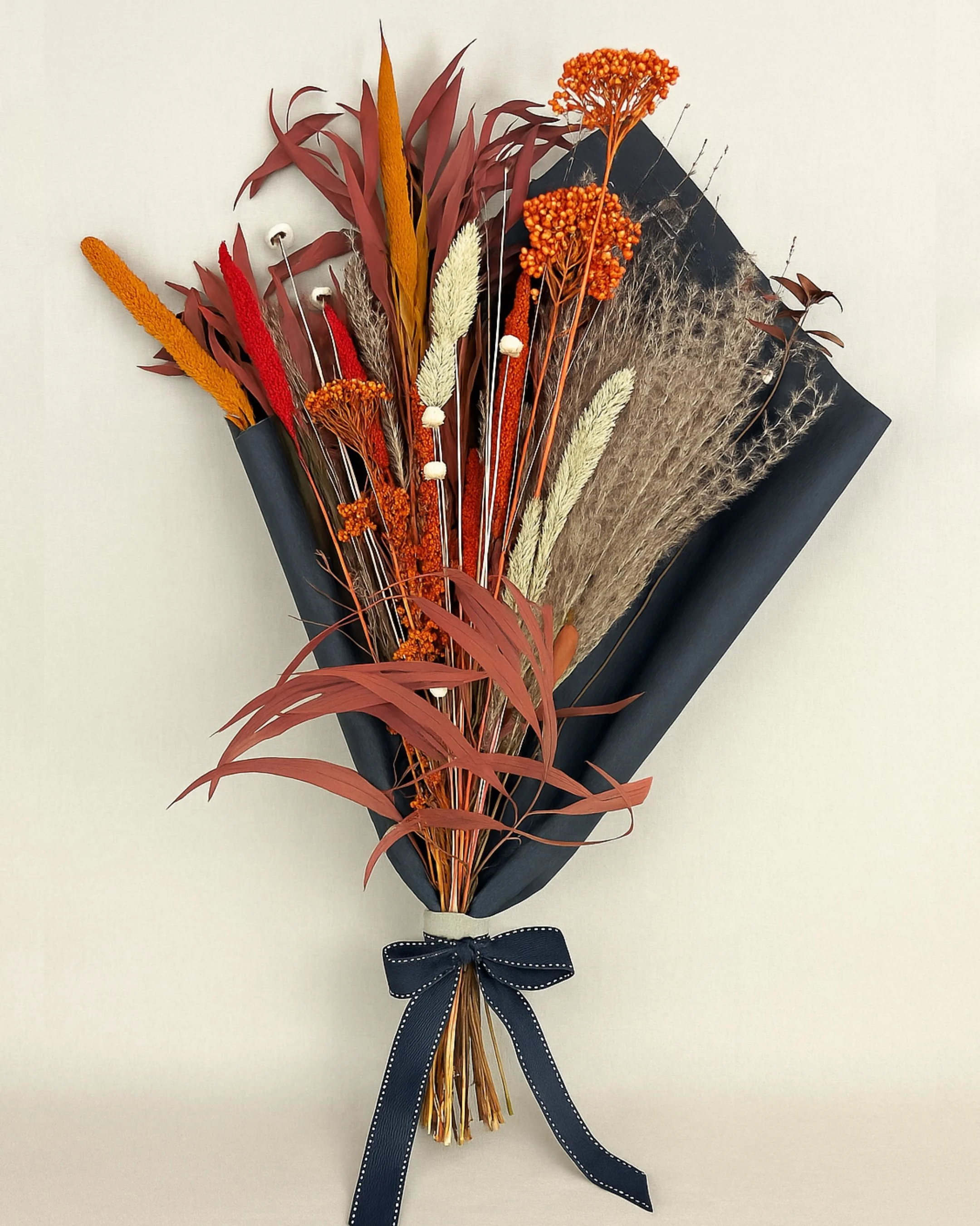 Crimson Harvest Bouquet Wrapped - Eternal Stems. Handcrafted dried & preserved arrangement - Eternal Art & Design