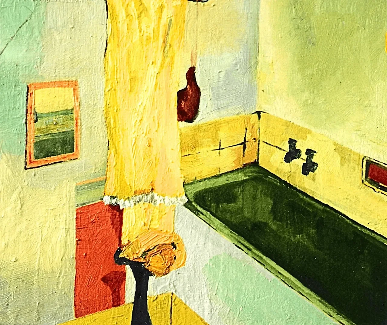 Yellow Bathroom at Lorne | Oil on Board | 300mmw x 280mmh     PRIVATE OWNER