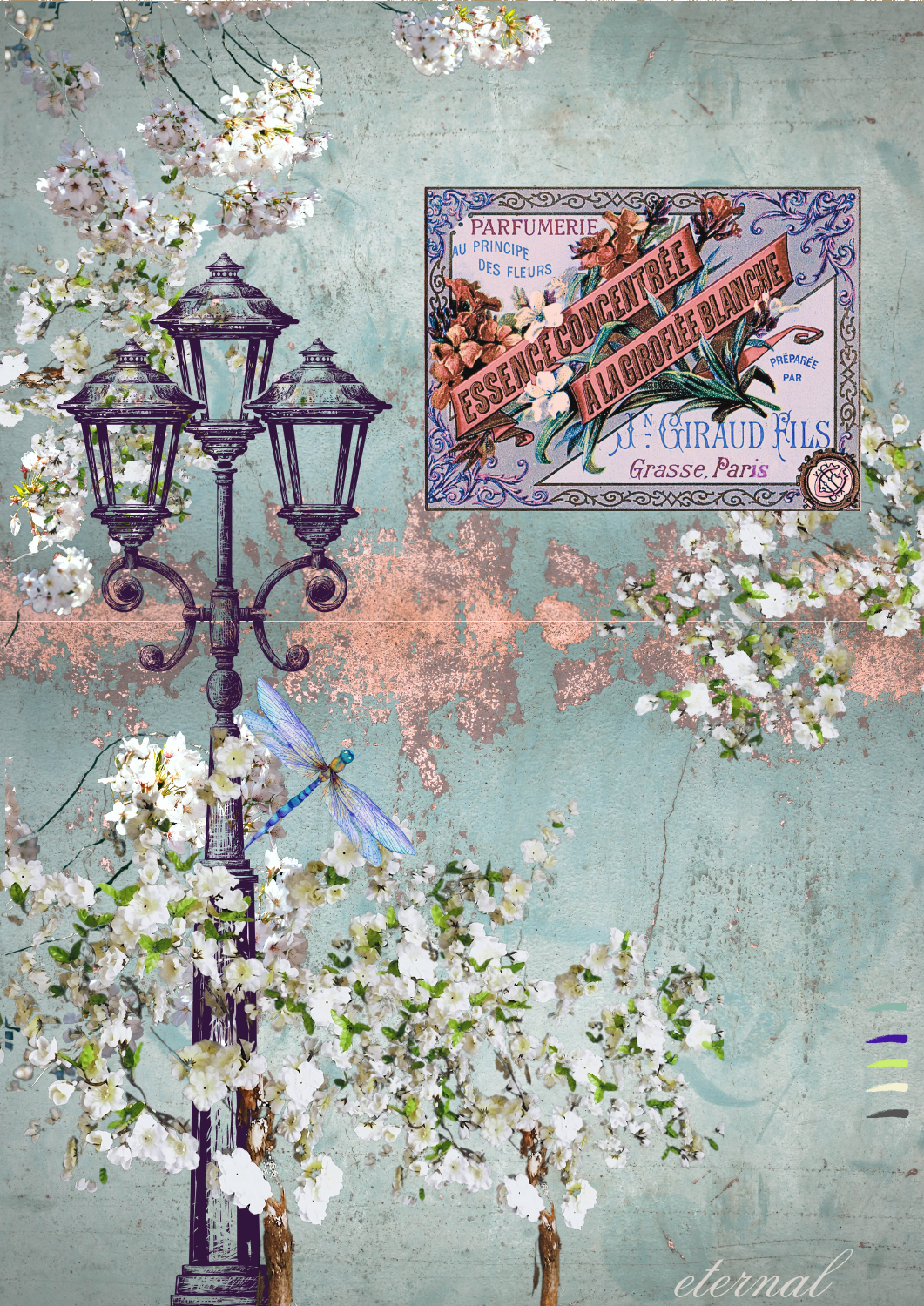 French-inspired Perfume Label and Floral Botanical Print - Special Edition Wall Art Eternal Art Prints