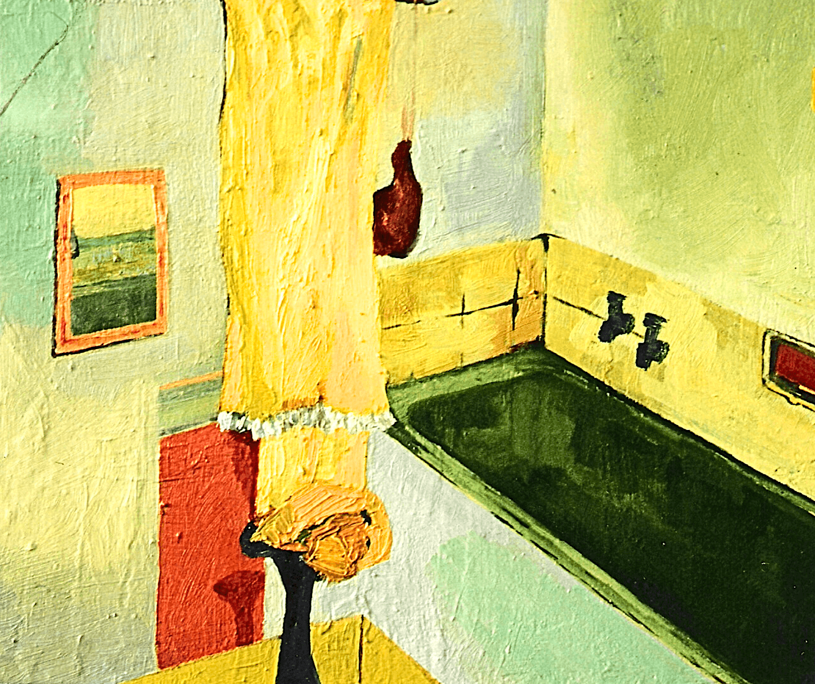 Yellow Bathroom at Lorne | Oil on Board | 300mmw x 280mmh     PRIVATE OWNER