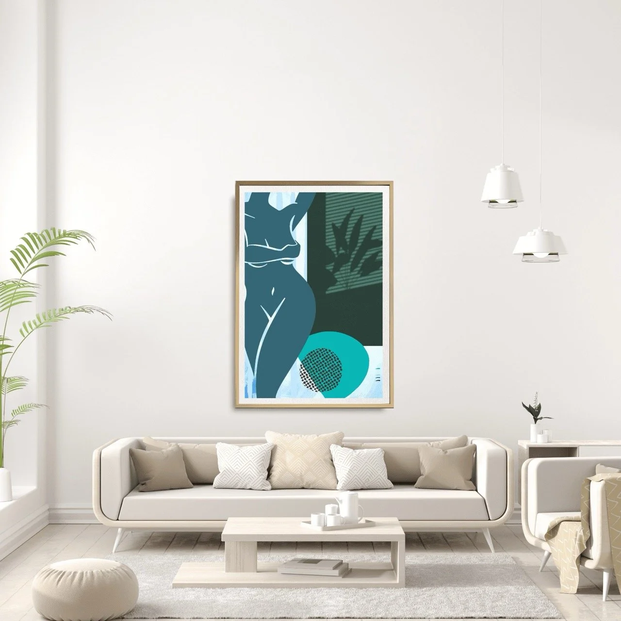 Female Figurative Line Drawing in Aqua Wall Art Print, Sydney Artist - Eternal Art Prints - Eternal Art & Design