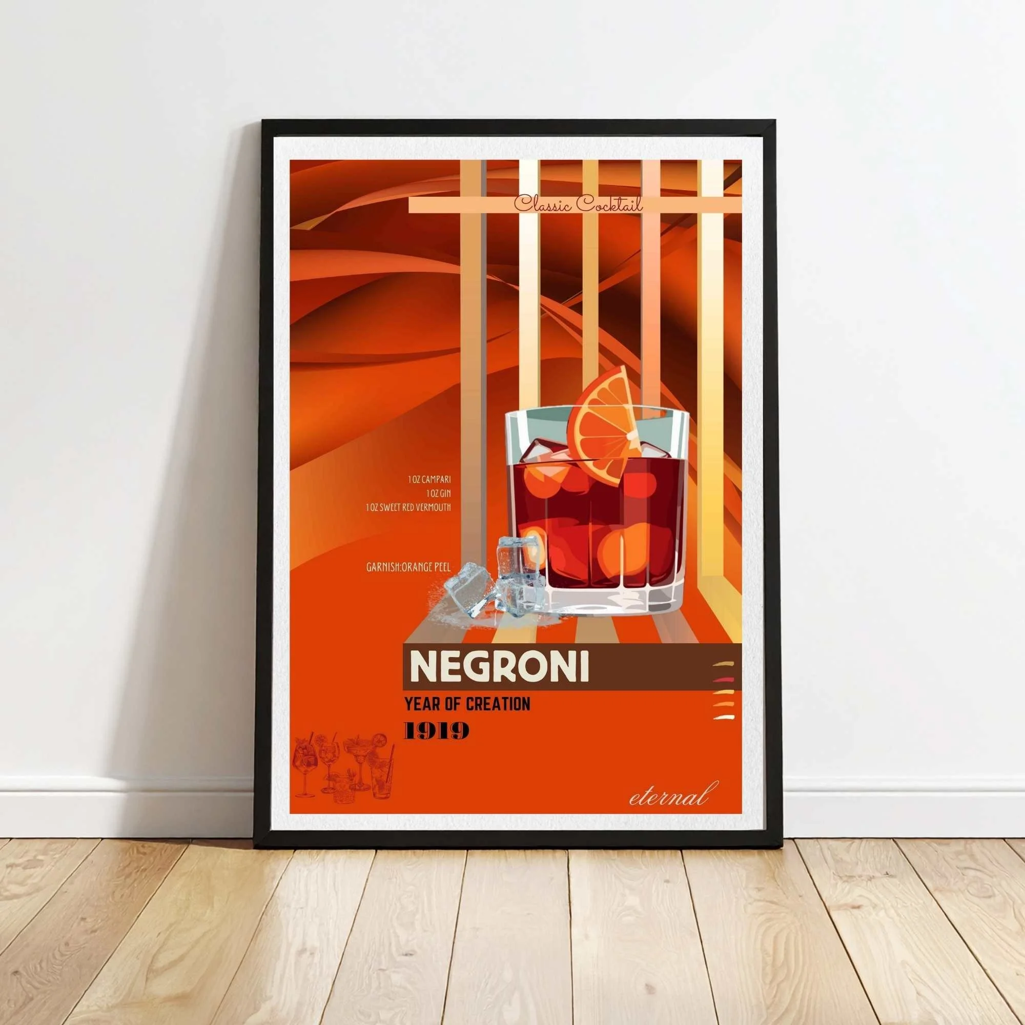 Negroni Cocktail Culture Wall Art Print, Eternal Art Prints
