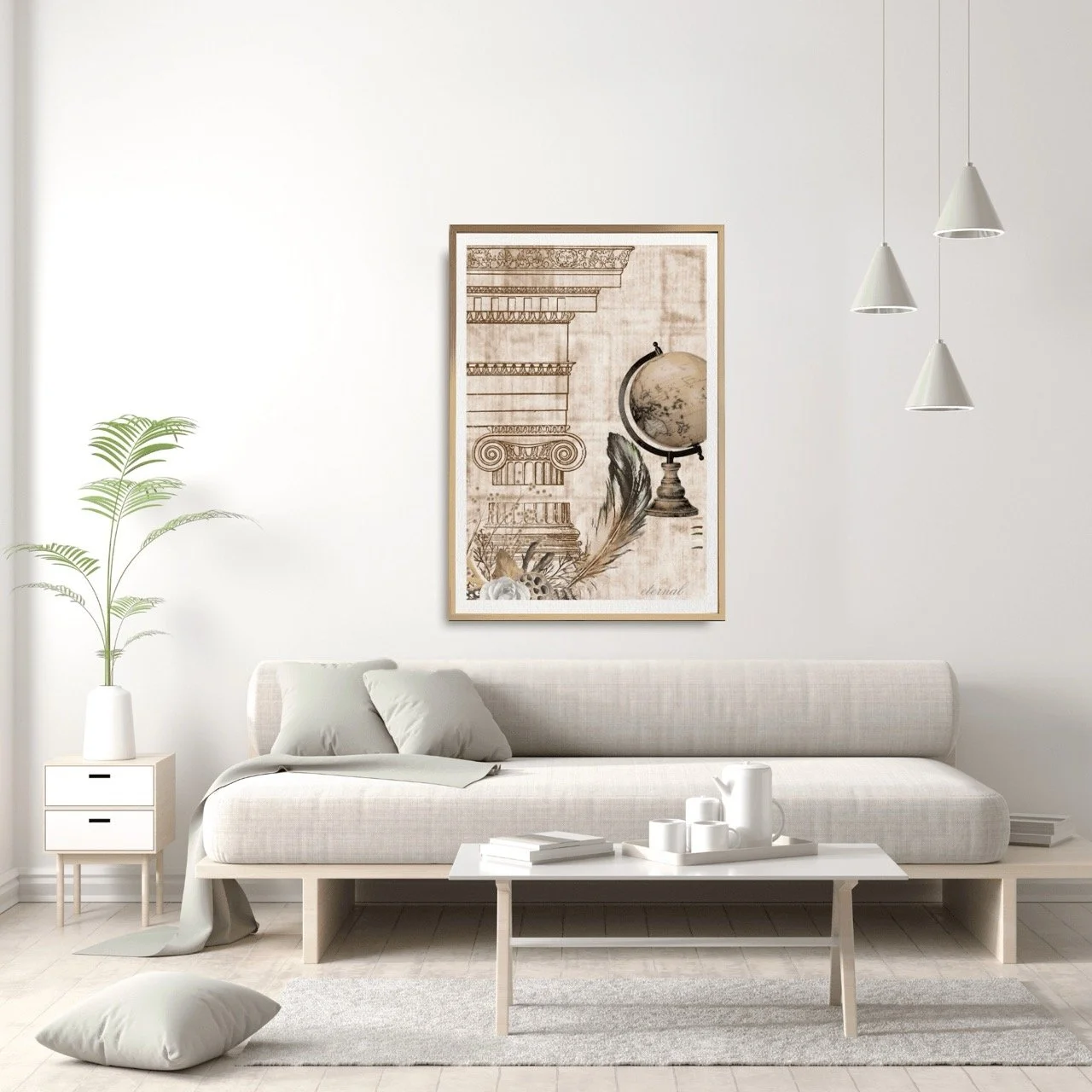 Vintage Architecture & Botanical Feather Print - Special Edition Wall Art Eternal Art Prints - Eternal Art & Design