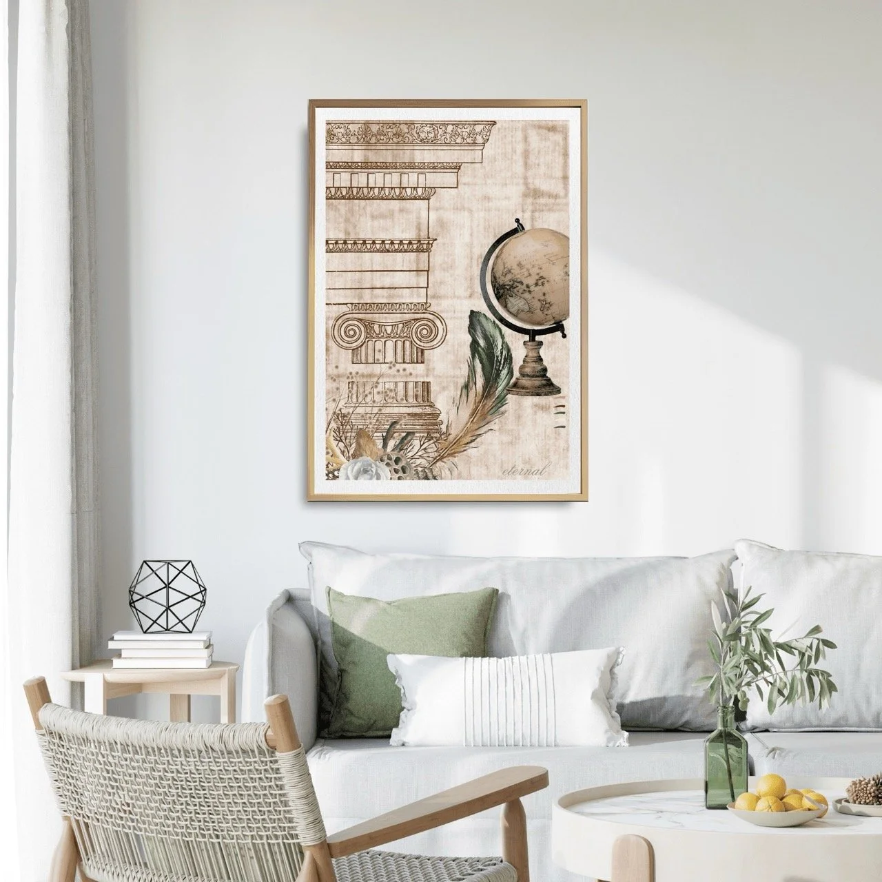 Vintage Architecture & Botanical Feather Print - Special Edition Wall Art Eternal Art Prints - Eternal Art & Design