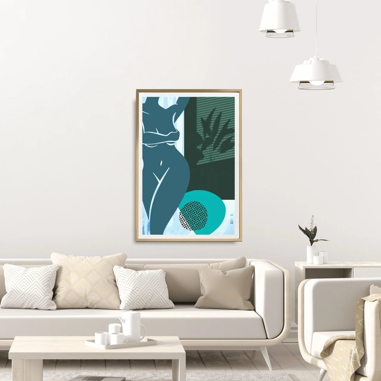 Female Figurative Line Drawing in Aqua Wall Art Print, Sydney Artist - Eternal Art Prints - Eternal Art & Design