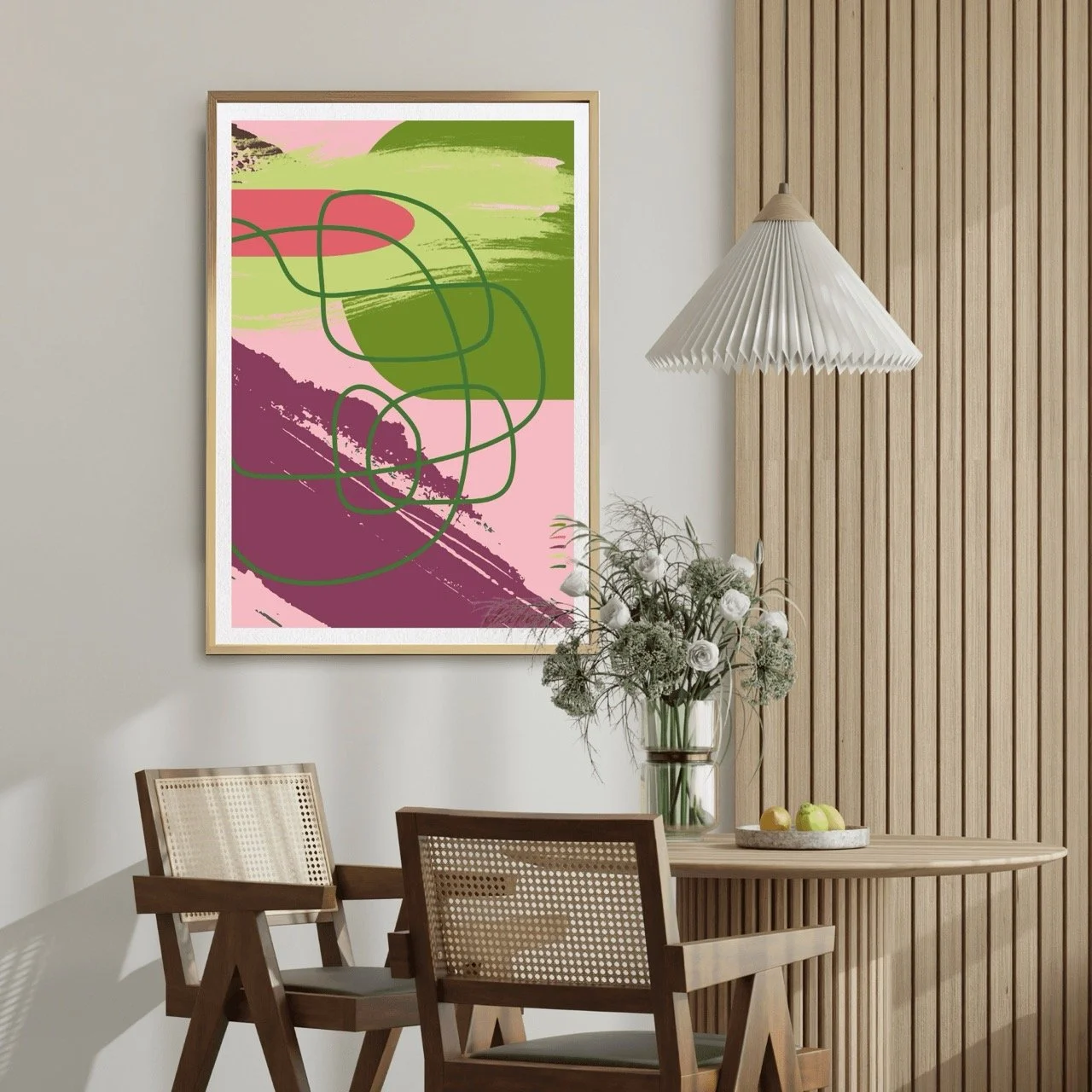Abstract Modern Brushstrokes in Green and Pink Art Print - Sydney Artist, Eternal Art Prints - Eternal Art & Design