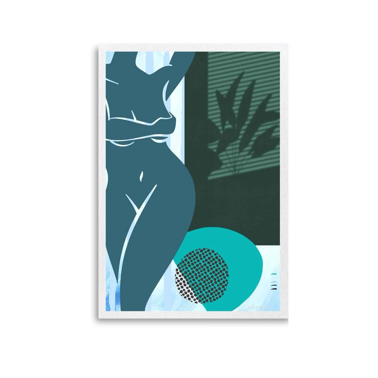 Female Figurative Line Drawing in Aqua Wall Art Print, Sydney Artist - Eternal Art Prints - Eternal Art & Design