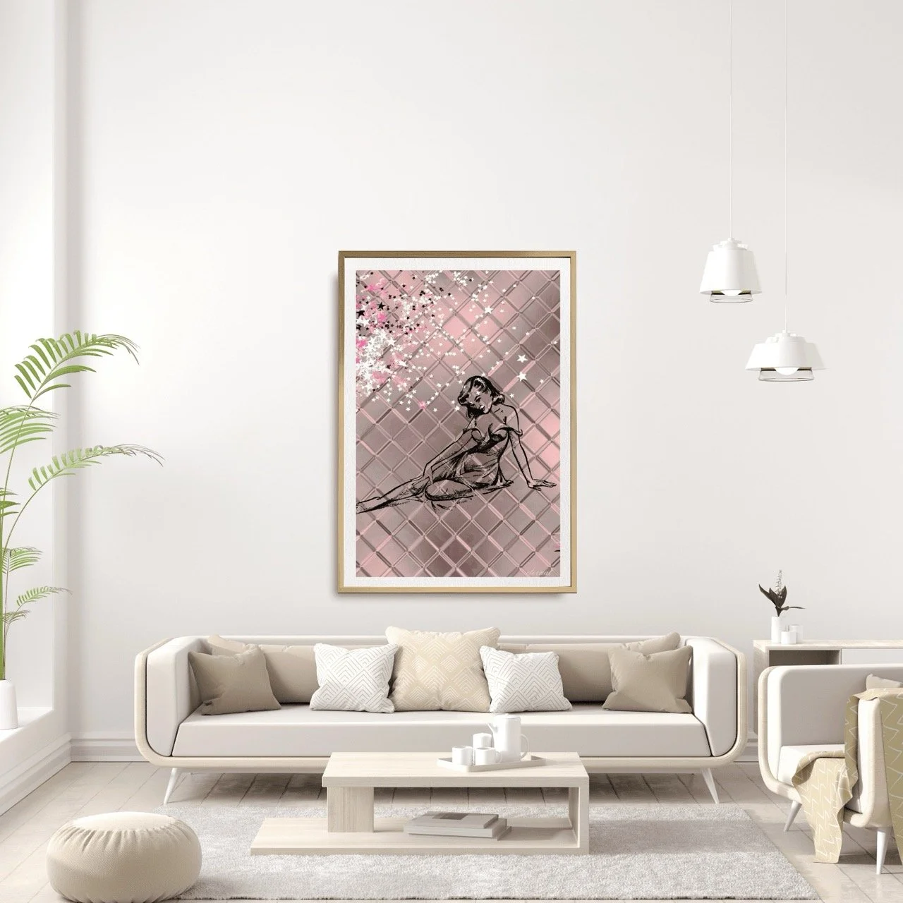 Female Icon Retro Pin-up in Pink Wall Art Print, Sydney Artist - Eternal Art Prints - Eternal Art & Design