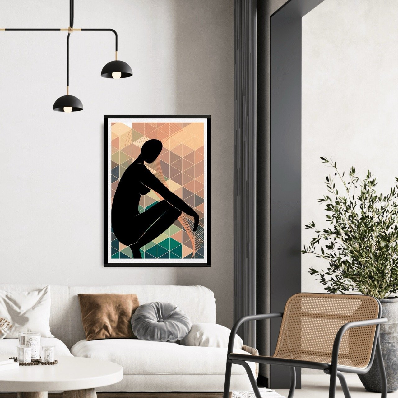 Nude Female Form with Orange Green Mosaic Art Print, Sydney Artist - Eternal Art & Design - Eternal Art & Design