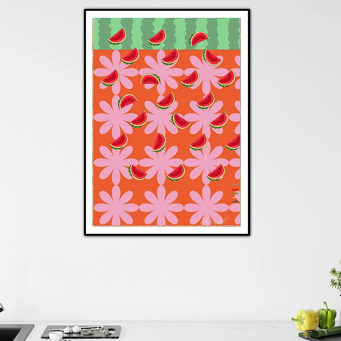 Watermelon Retro Kitchen Wall Art Print, Eternal Art & Design - Eternal Art & Design