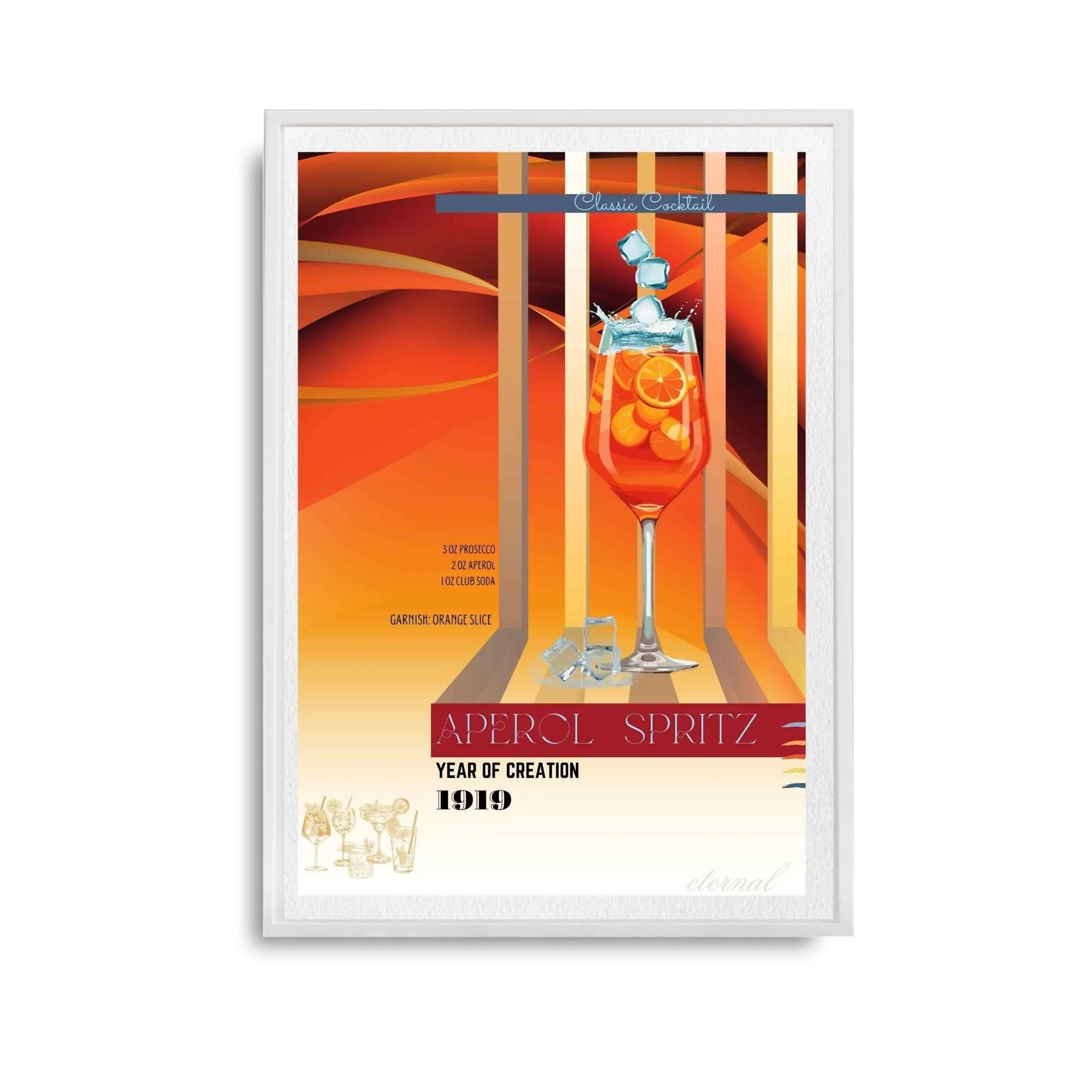 Aperol Spritz Retro Cocktail Culture Wall Art Print, Eternal Art Prints - Eternal Art & Design