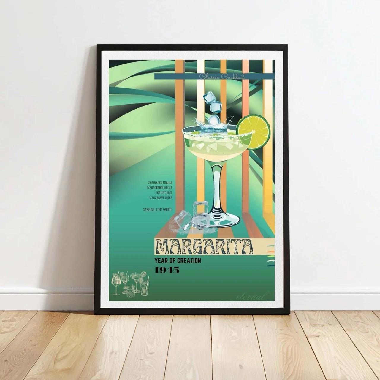 Retro Margarita Lime Classic Cocktail Culture Art Print, Eternal Art Prints - Eternal Art & Design