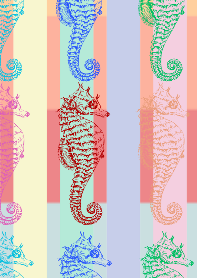 Seahorse Pastel Nautical Wall Art Print - Sydney Artist, Eternal Art & Design - Eternal Art & Design