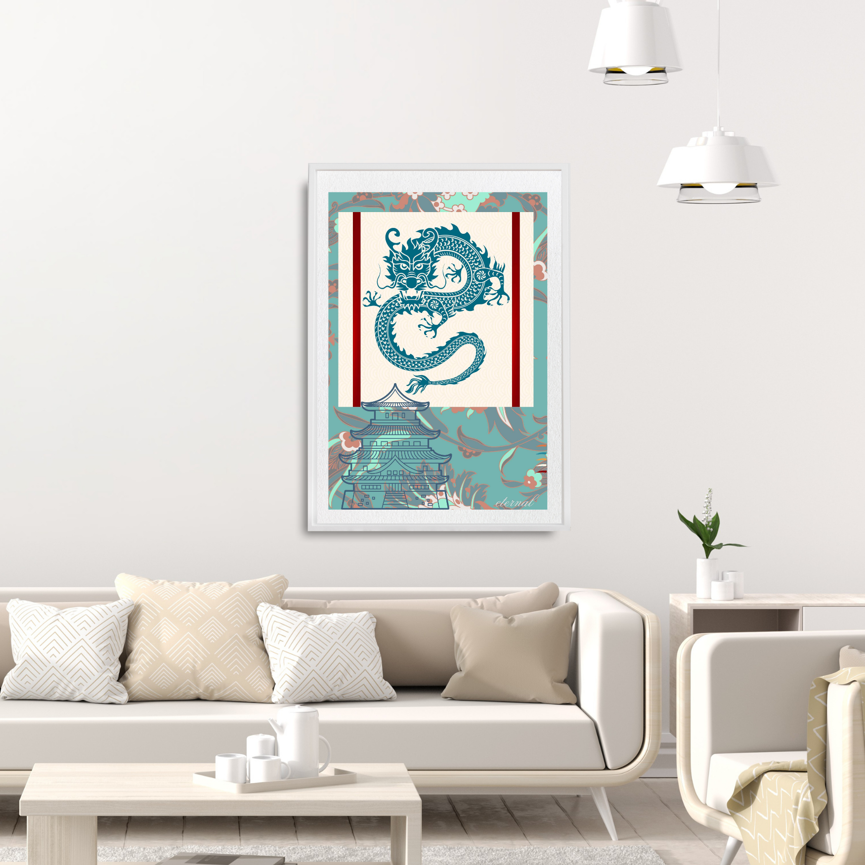 Temple and Dragon Wall Art Print, Eternal Art Prints - Eternal Art & Design
