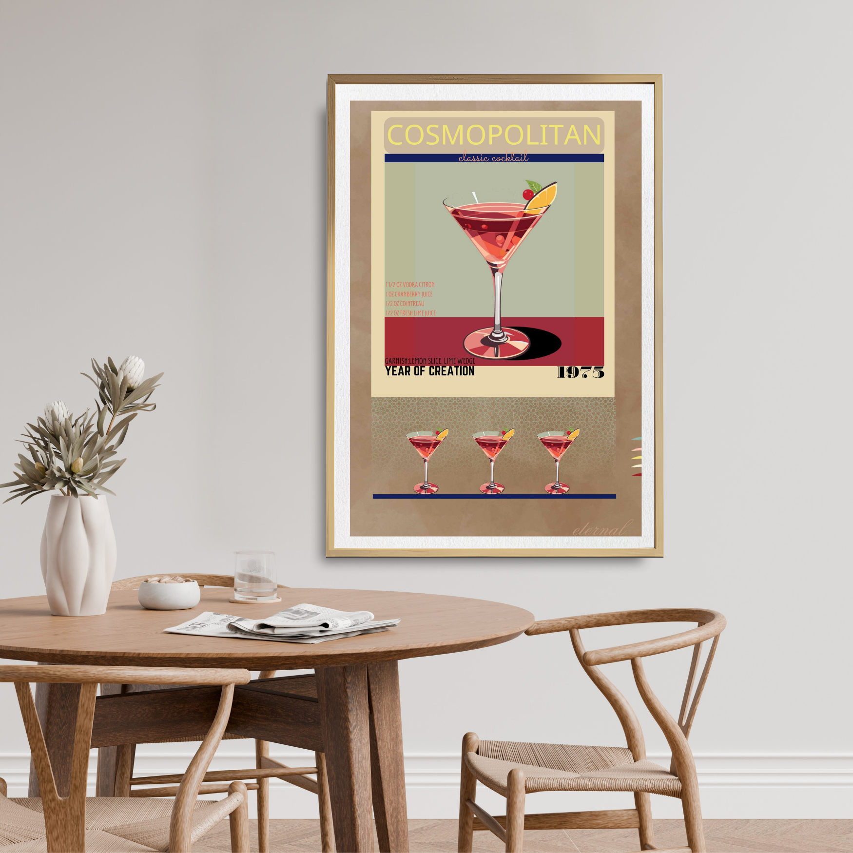 Cosmopolitan Retro Cocktail Culture Wall Art Print, Eternal Art Prints - Eternal Art & Design