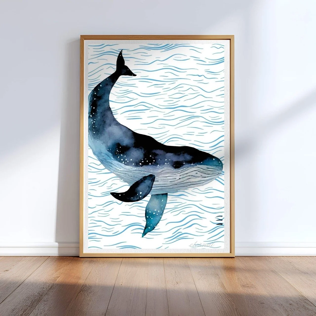 Humpback Whale Coastal Modern Wall Art Print - Sydney Artist, Eternal Art Prints