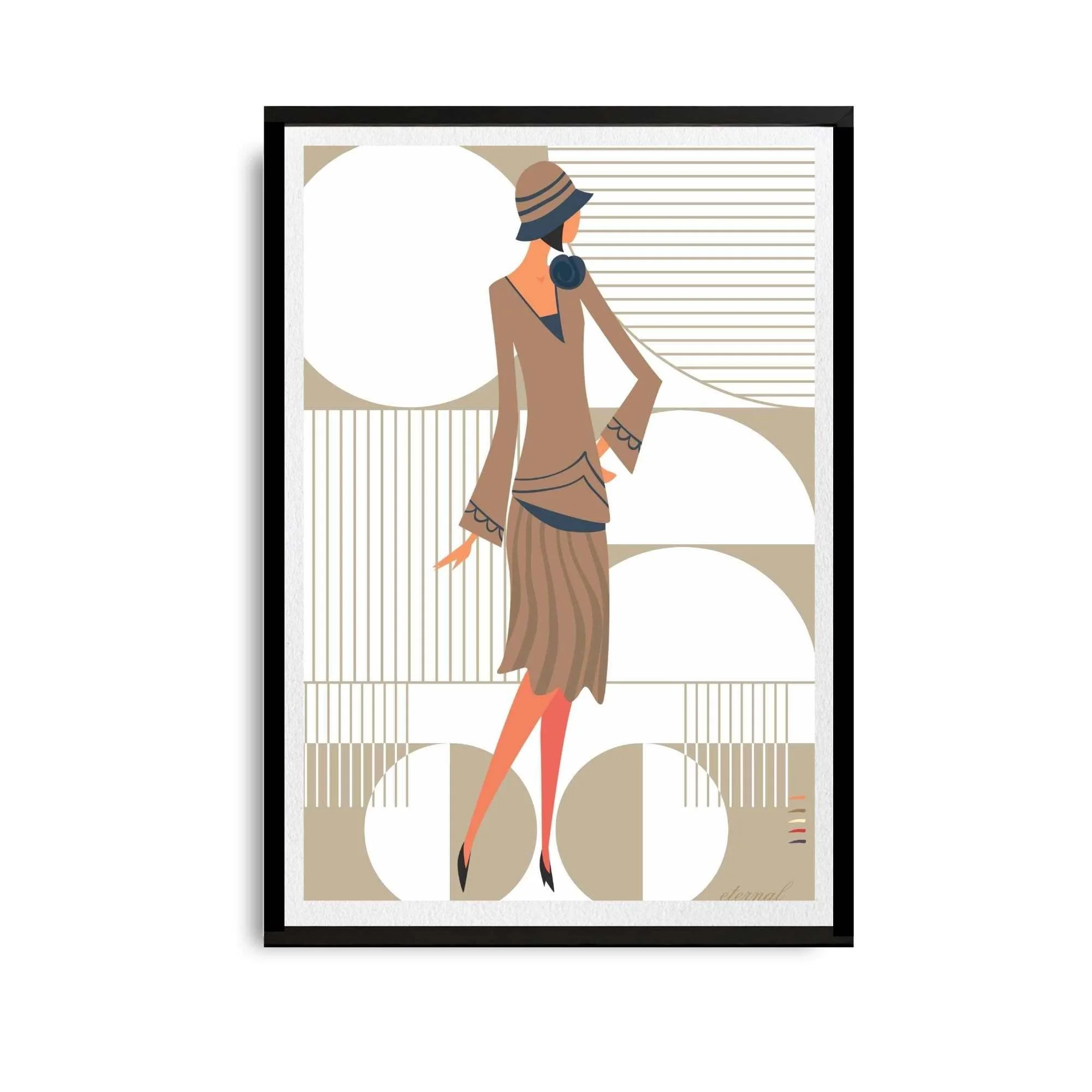 Glamorous 1920s Woman in Beige Art Deco Print - Eternal Art & Design