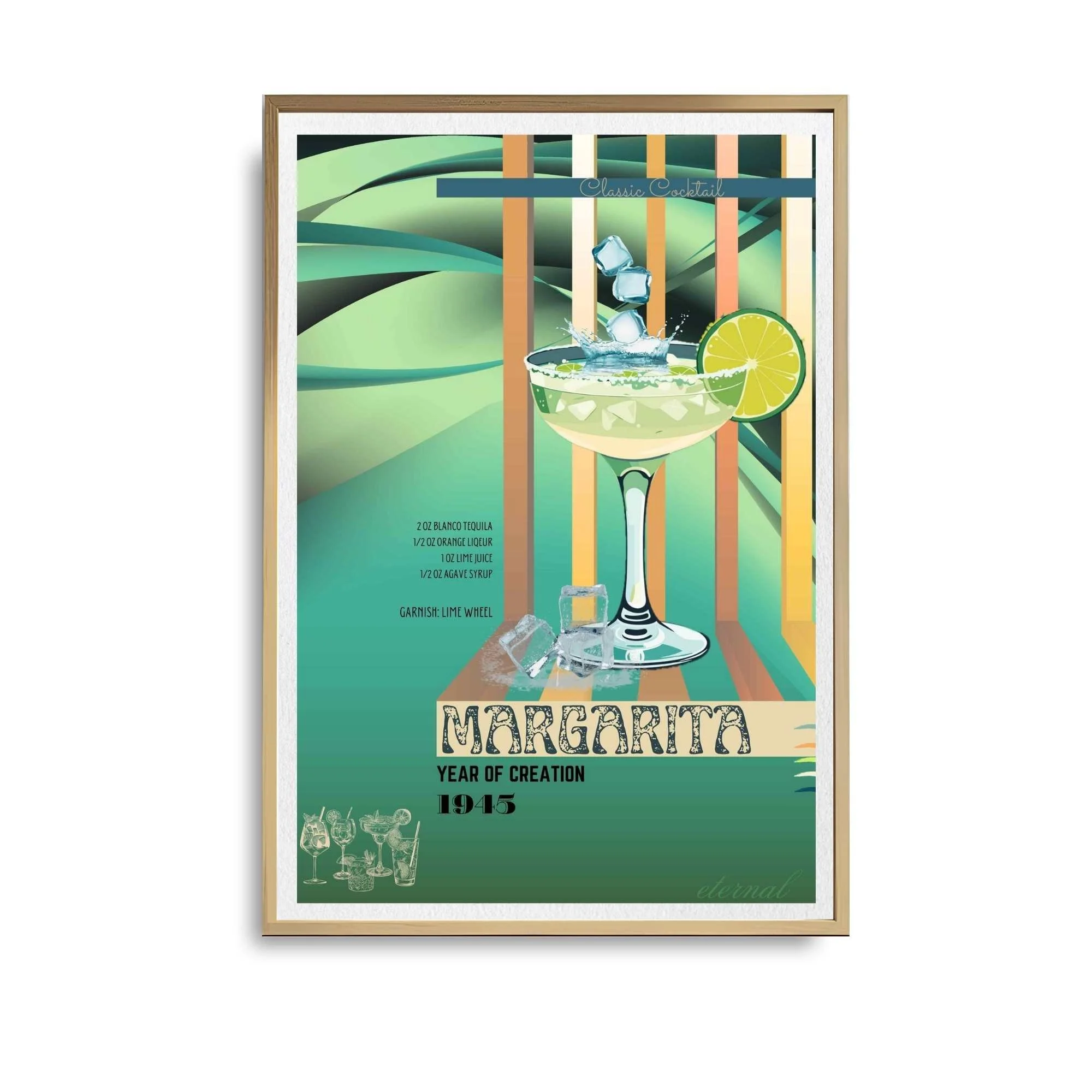 Retro Margarita Lime Classic Cocktail Culture Art Print, Eternal Art Prints - Eternal Art & Design