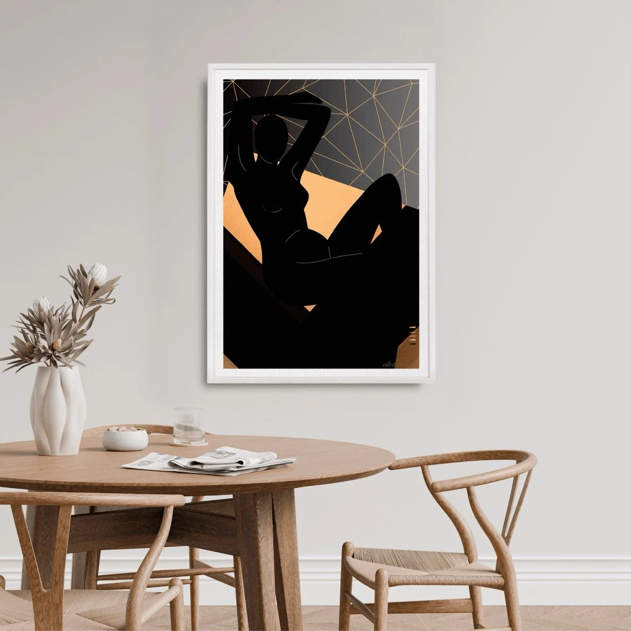 Female Figure Nude Reclining with Orange Mosaic Art Print, Sydney Artist - Eternal Art Prints - Eternal Art & Design