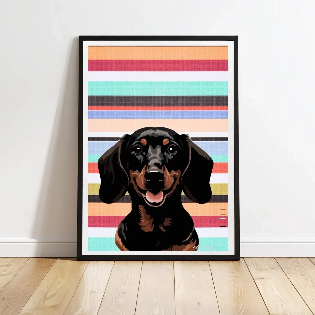 Dachshund Dog with Stripes Wall Art Print - Sydney Artist, Eternal Art Prints