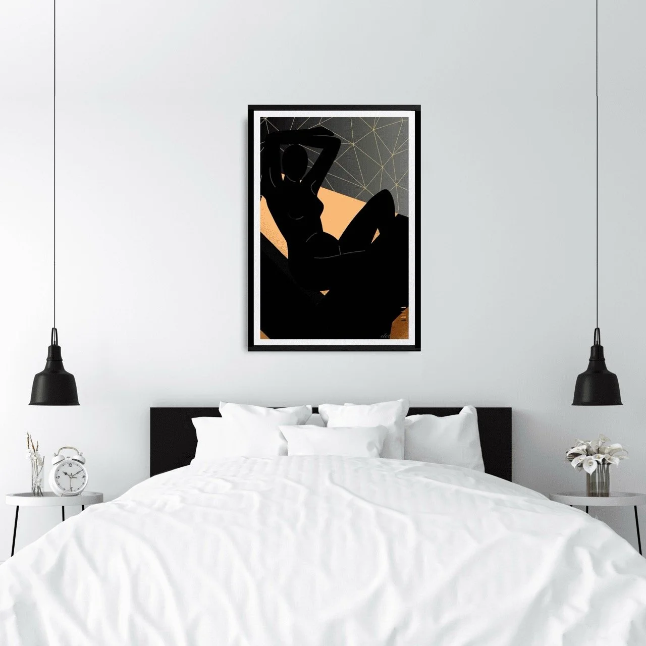 Female Figure Nude Reclining with Orange Mosaic Art Print, Sydney Artist - Eternal Art Prints - Eternal Art & Design