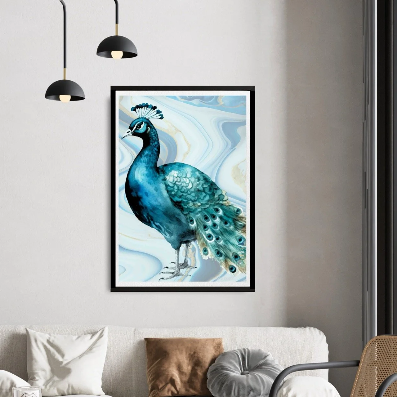 Blue Crest Peacock Birdlife Wall Art Print - Sydney Artist, Eternal Art Prints - Eternal Art & Design