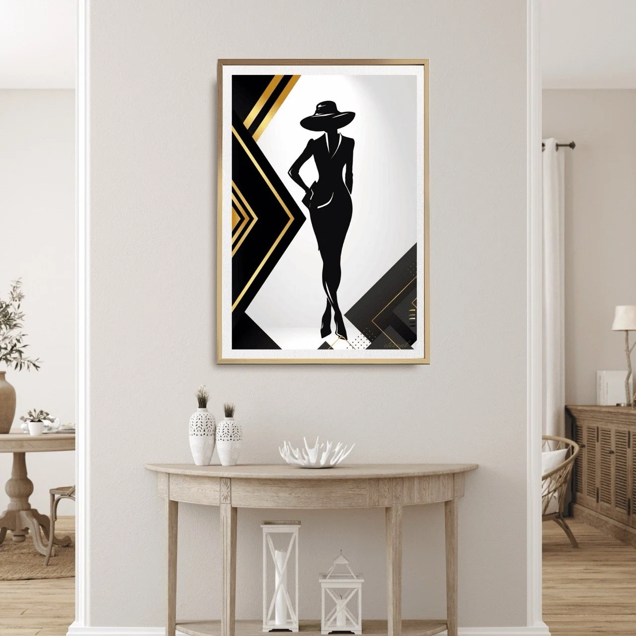 Fashion-inspired Female in Black & Gold Wall Art, Eternal Art Prints - Eternal Art & Design